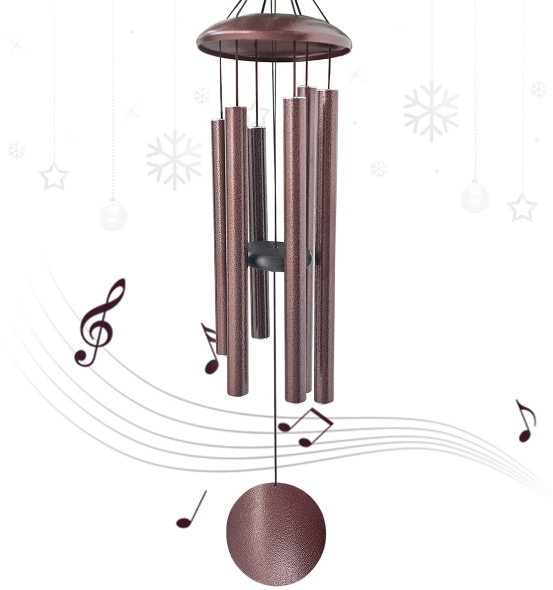BSHAPPLUS® 45" Wind Chimes for Outside, Heavy Duty Wind Chimes,Memorial Wind Chimes with 6 Large Deep Tone Aluminum Tubes for loss of loved one,Home Garden Hanging Decor,Brown