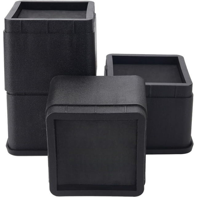 Black Stackable Plastic Bed Risers, 3 or 6 Inch, 4 Pack
