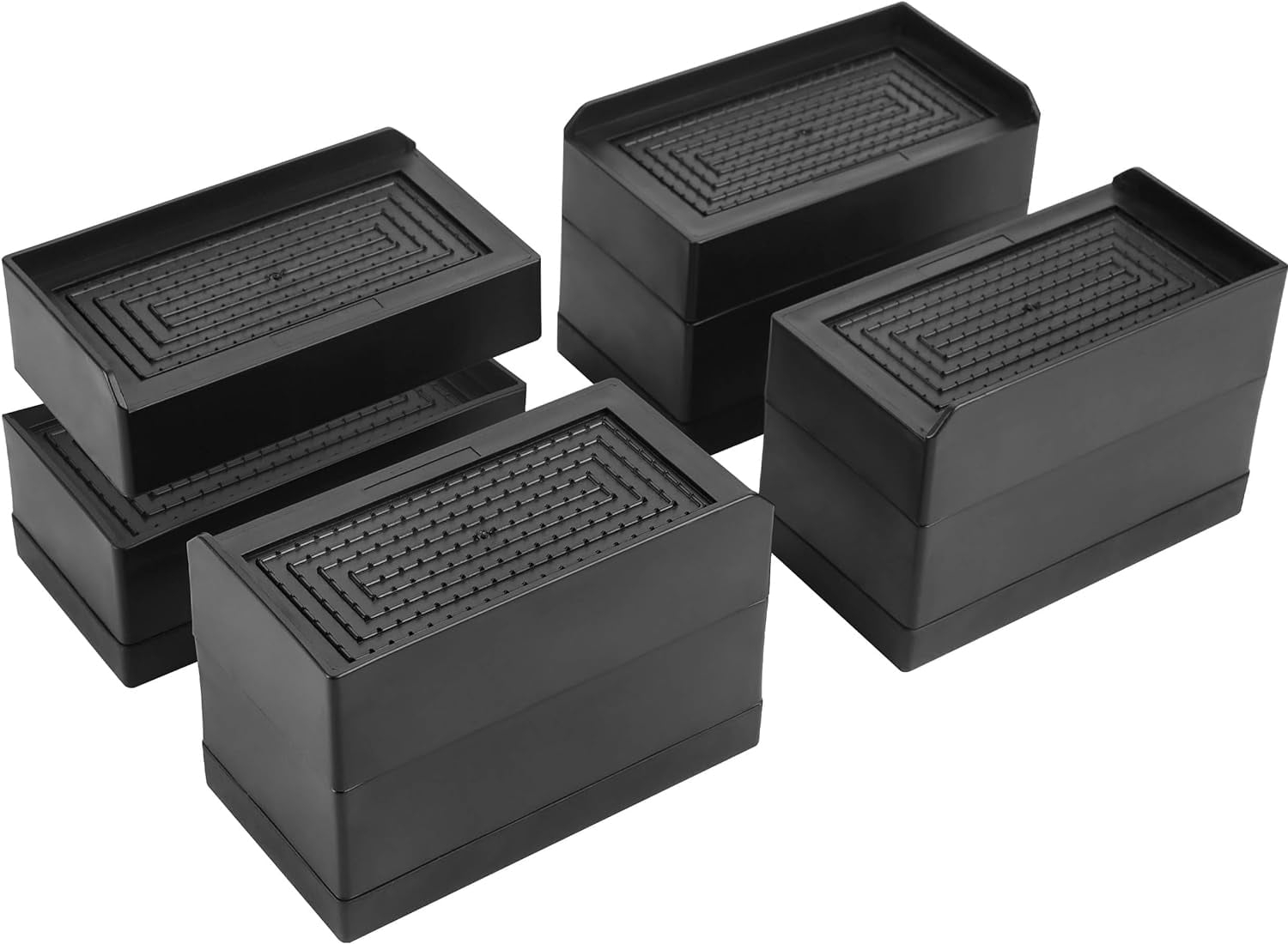 4 Pack Black Adjustable Bed Risers (1 or 3 Inch) for Dorm Beds, Sofas, and Furniture Elevation.