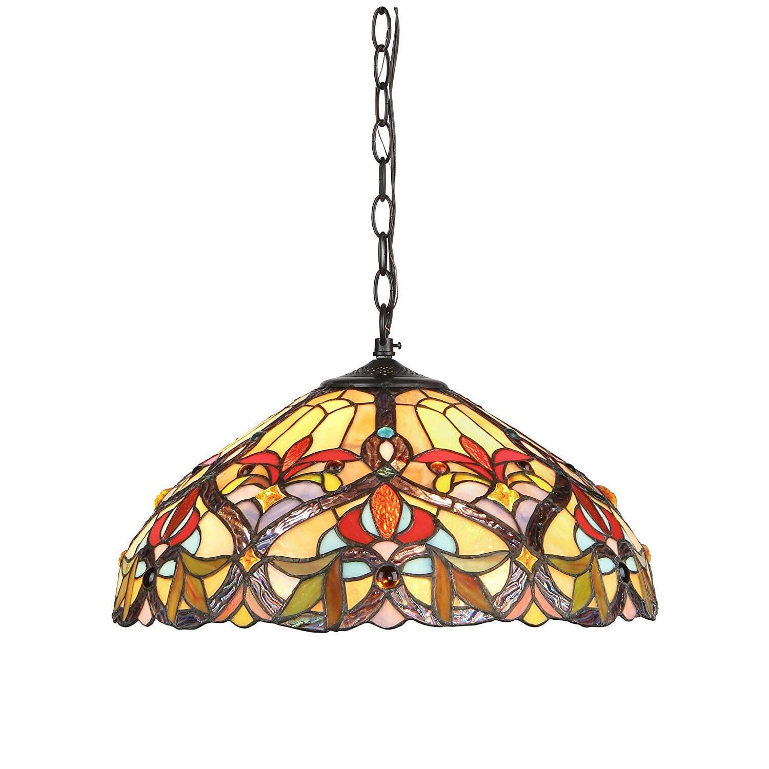 Chloe Lighting Byron Tiffany-Style 2 Light Victorian Ceiling Pendant Fixture 18`` Shade