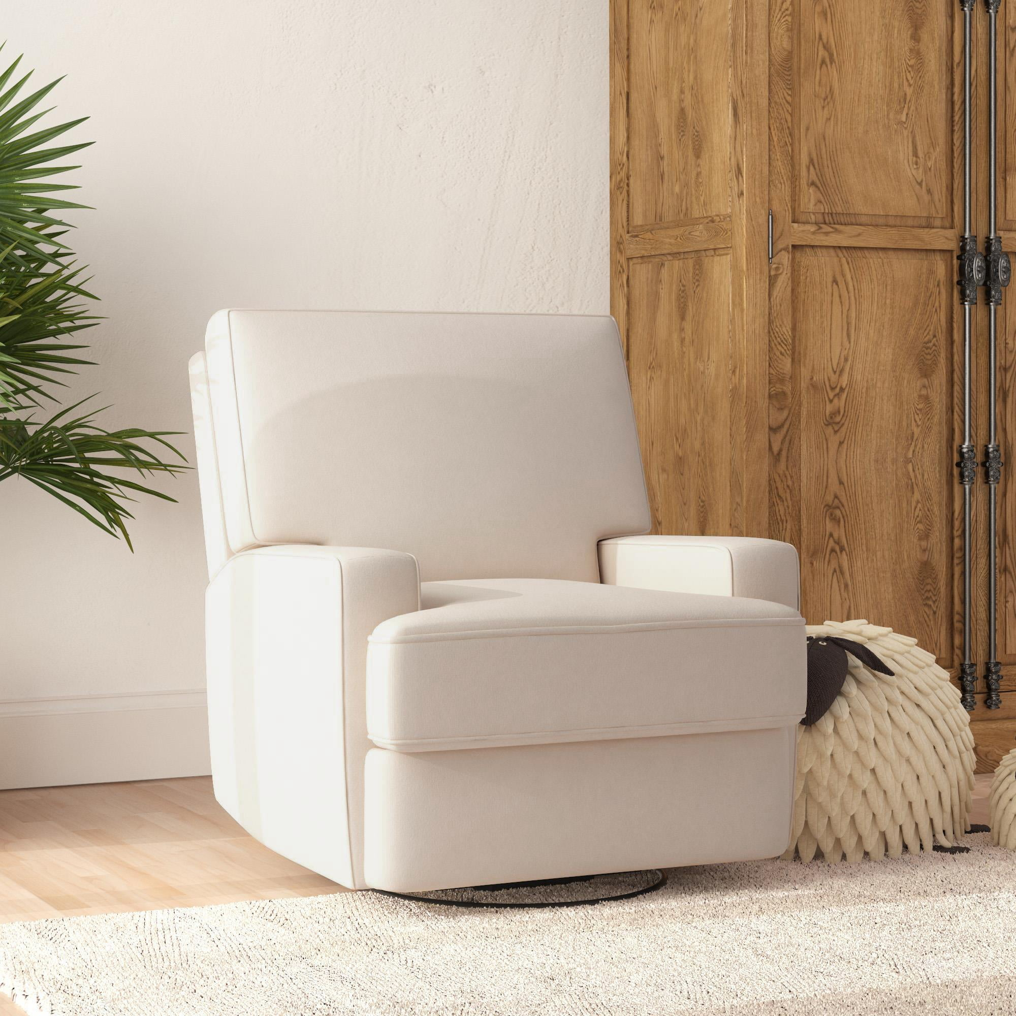 Baby Relax Rylan 4-in-1 Swivel Glider Rocker Recliner Chair, Beige Velvet