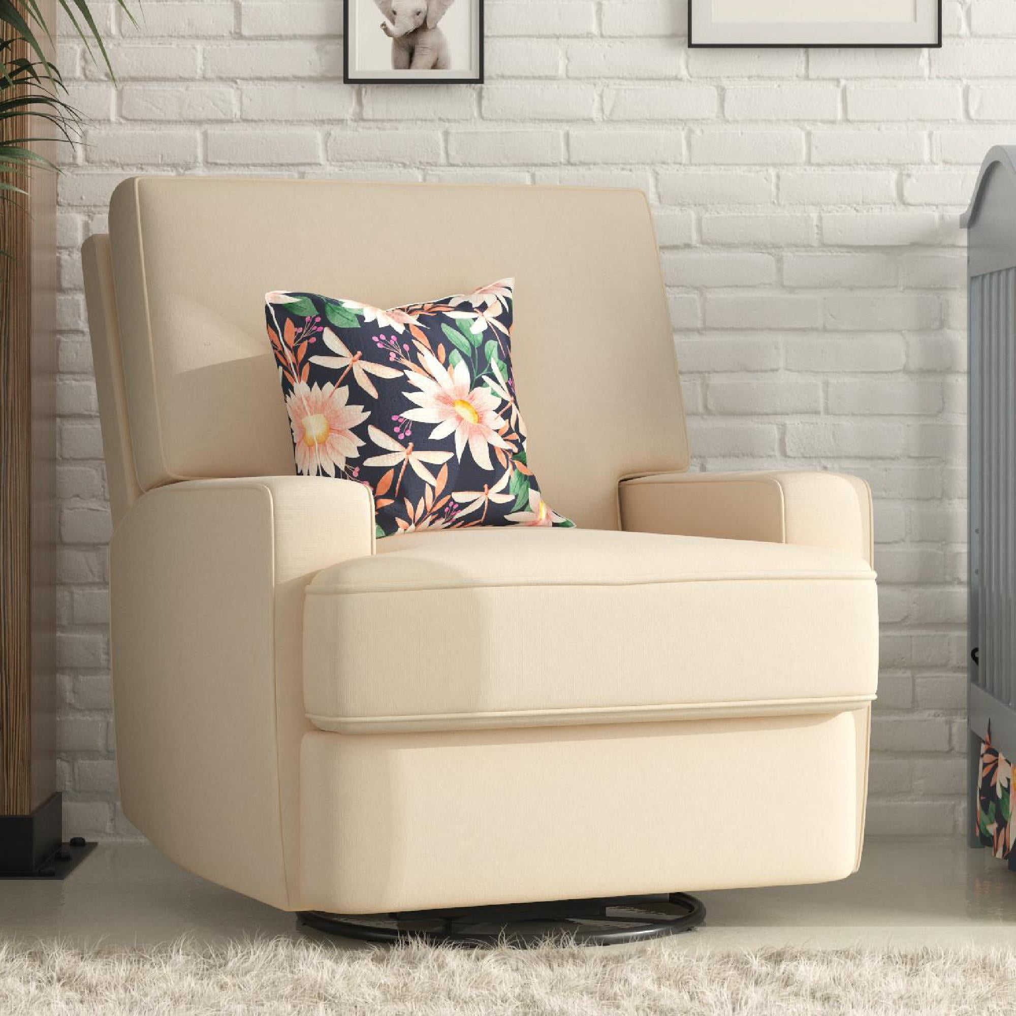 Baby Relax Rylan 4-in-1 Swivel Glider Rocker Recliner Chair, Beige Velvet