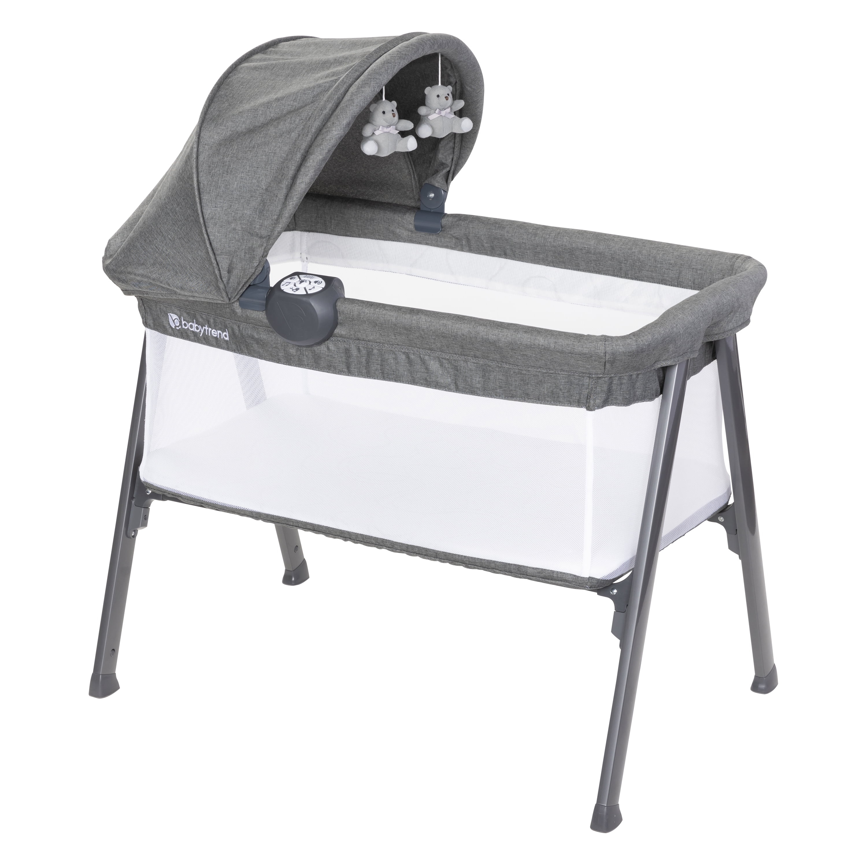 Baby Trend Lil Snooze Large Bassinet PLUS (With Canopy, Hang Toys, Vibrations, Melodies)