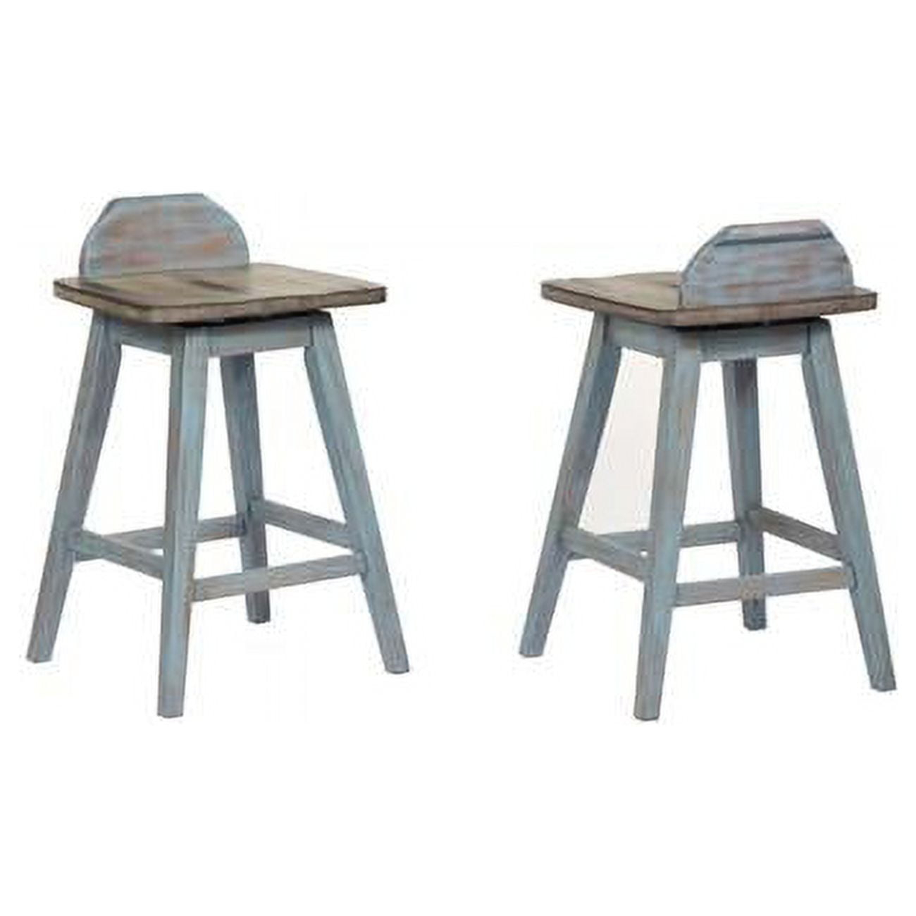 Inroom Furniture Designs  Backless Counter Stool - Distressed Grey & Blue Wash - 28.5 x 17 x 17 in.