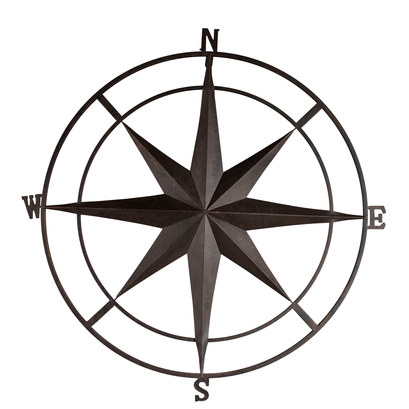 Backyard Expressions 30 Inch Compass Wall Plaque - Indoor/Outdoor - Vintage Black
