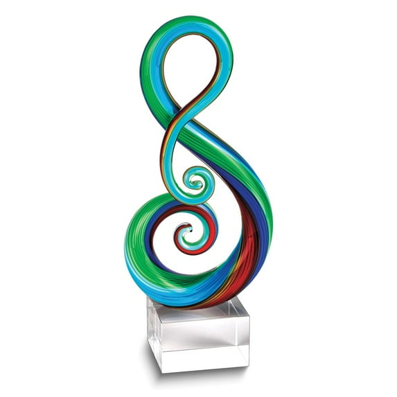 Elegant and Modern Murano Style Art Glass Colorful Centerpiece for Home Decor - Rainbow Note, 11 Inches