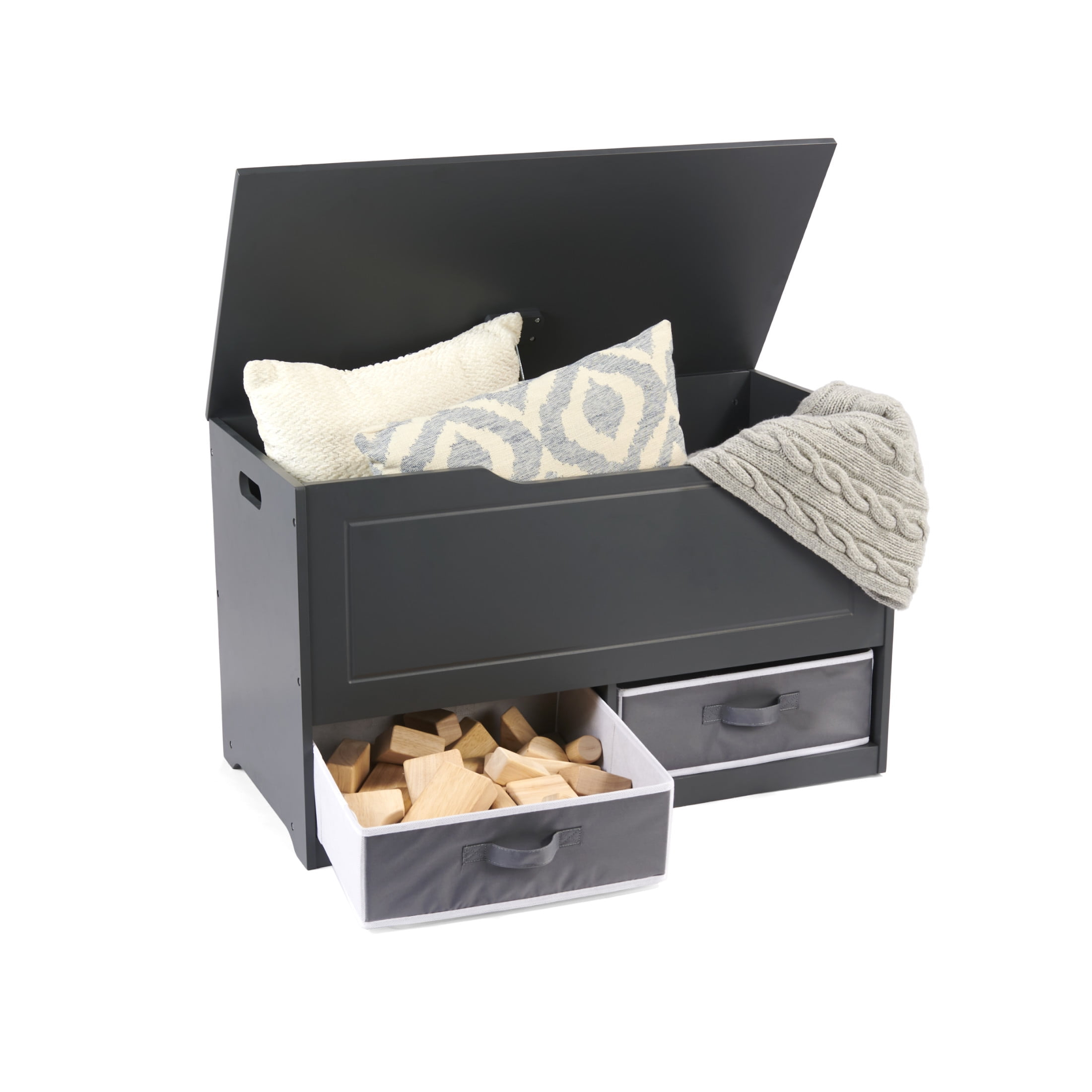 Badger Basket Kid's Up and Down Toy Box and Storage Bench 3.8 Cu ft. - Charcoal
