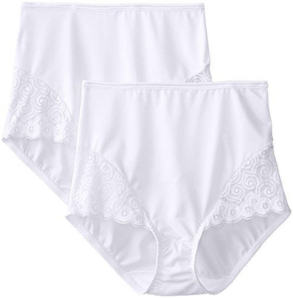 Bali Women's Shapewear Brief with Lace Firm Control 2-Pack, White, 2X