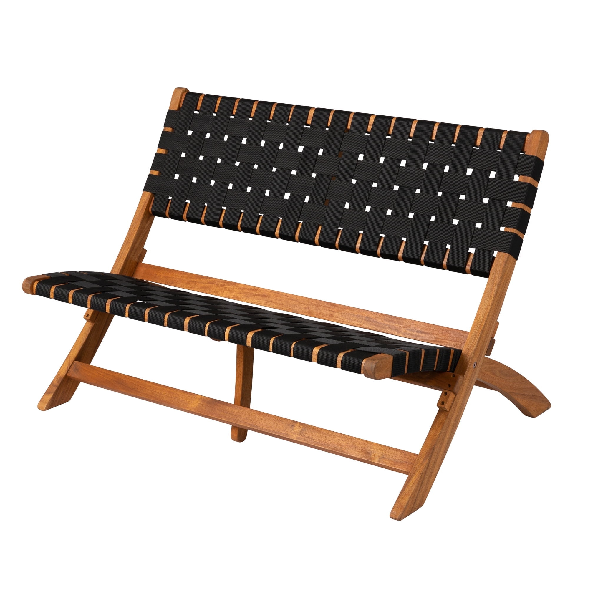 Balkene Home Sava Bench Low-Slung Acacia Wood Construction No Assembly-Unfold-Teak Toned Oil Finish