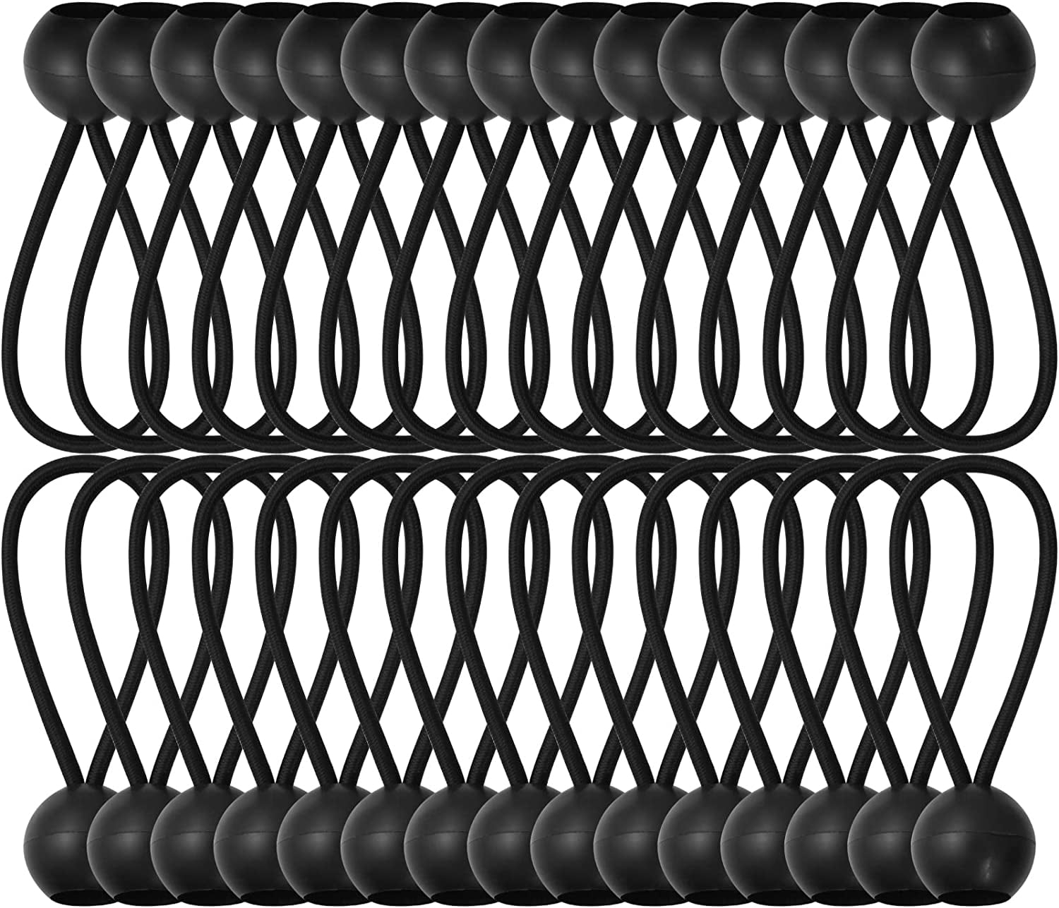Bungee Cord, 30 Packs Bungee Balls, Black Bungee Cords Heavyweight 4 inches Tarp Bungee Cords Tie Down Straps Multifunction Elastic Rope for Camping, Tents, Cargo, Projector Screen, Canopy Tent