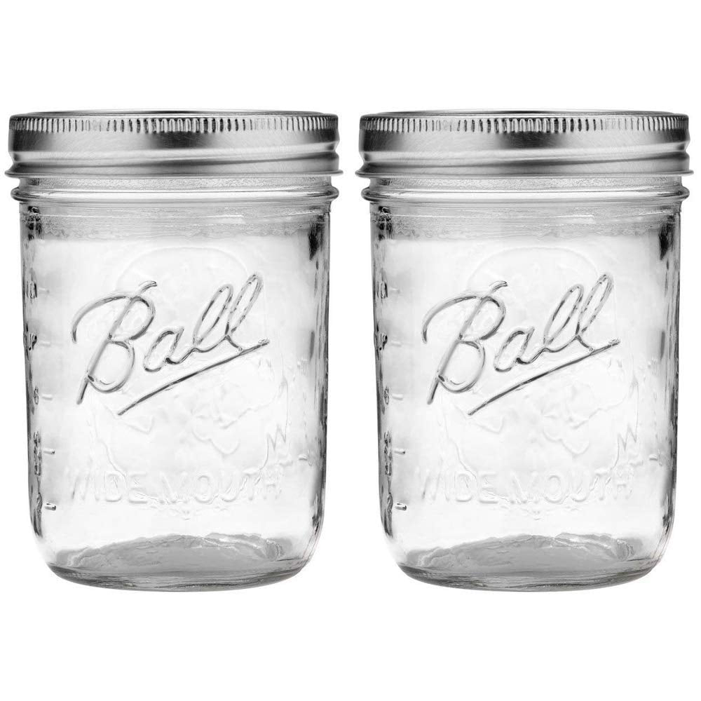 Wide Mouth Mason Jars 16 oz - (2 Pack)