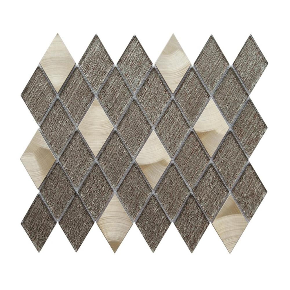 Ballagh 9.9" x 12" Diamond Laminated Glass Mosaic Mix Aluminum Wall Tile