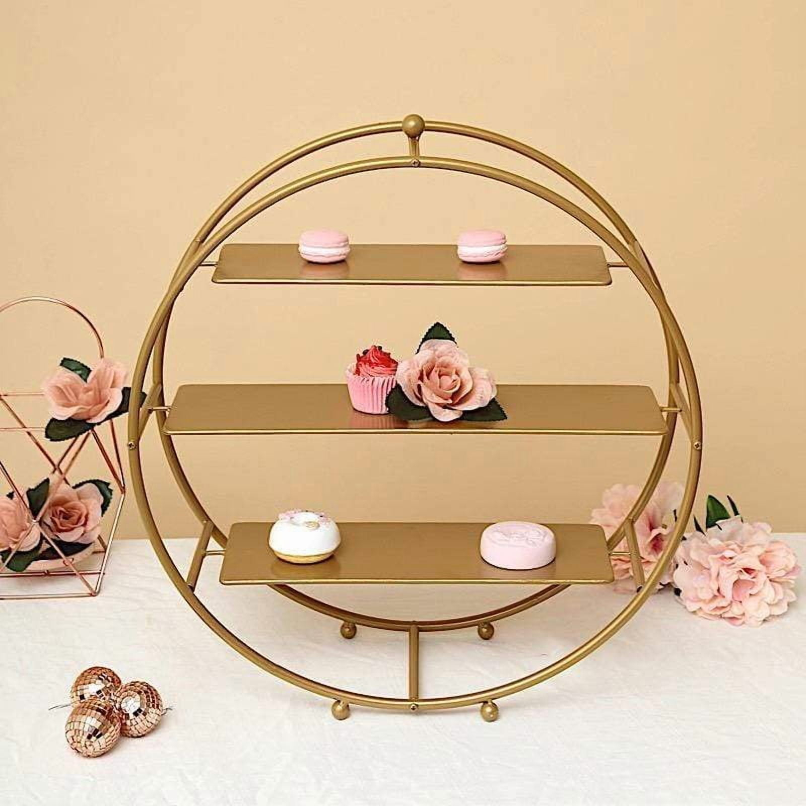 Balsa Circle 20.5" Round Metal 3 - Tier Wedding Pedestal Dessert Stand , Gold