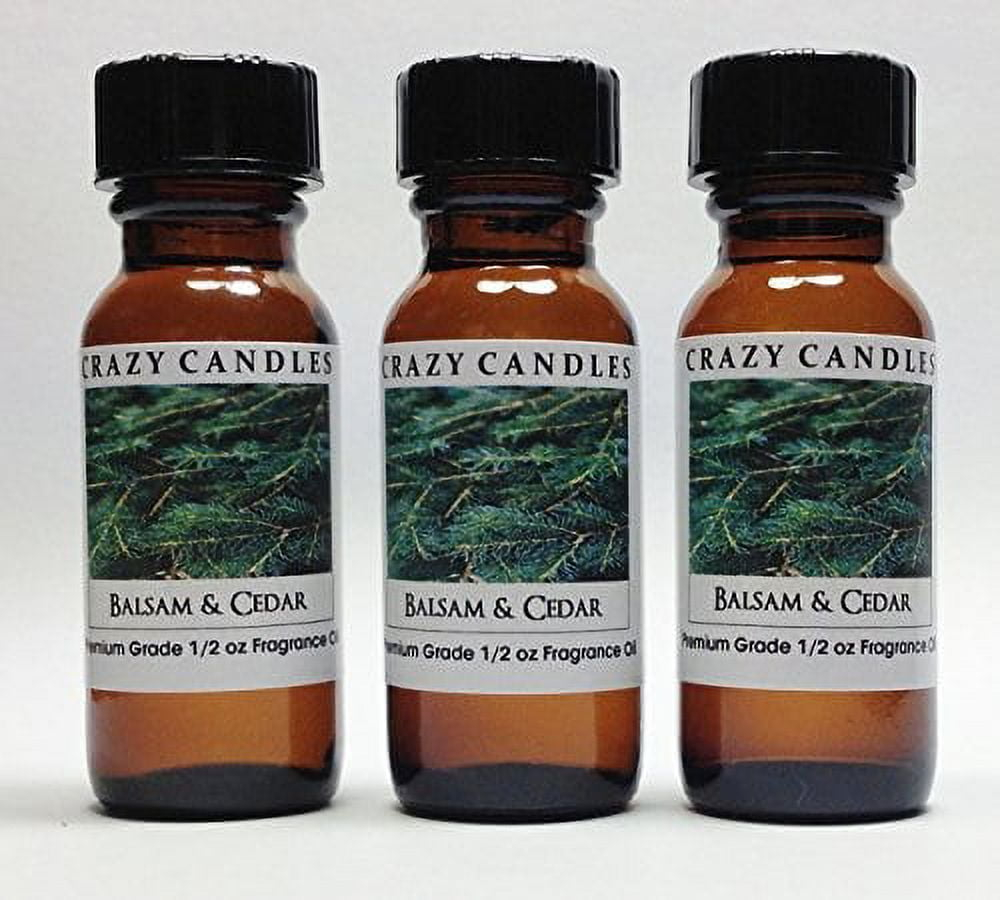 Balsam and Cedar 3 Bottles 1/2 Fl Oz Each 15ml Premium Grade Scented Fragrance Oil By Crazy Candles