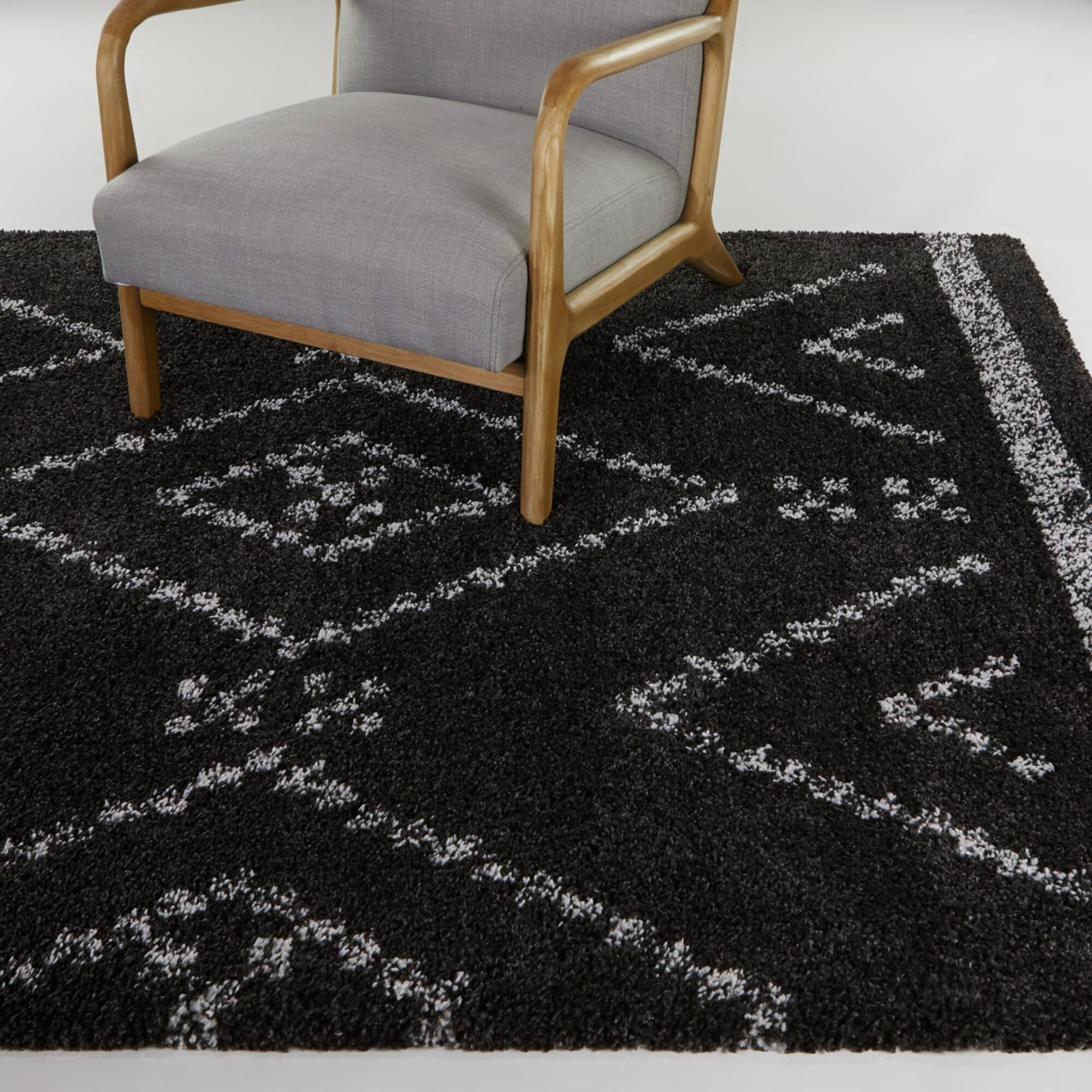 Balta Culver Southwestern Diamond Shag Area Rug Charcoal 5'3" x 7' 5' x 8' Blue, Cream, Black