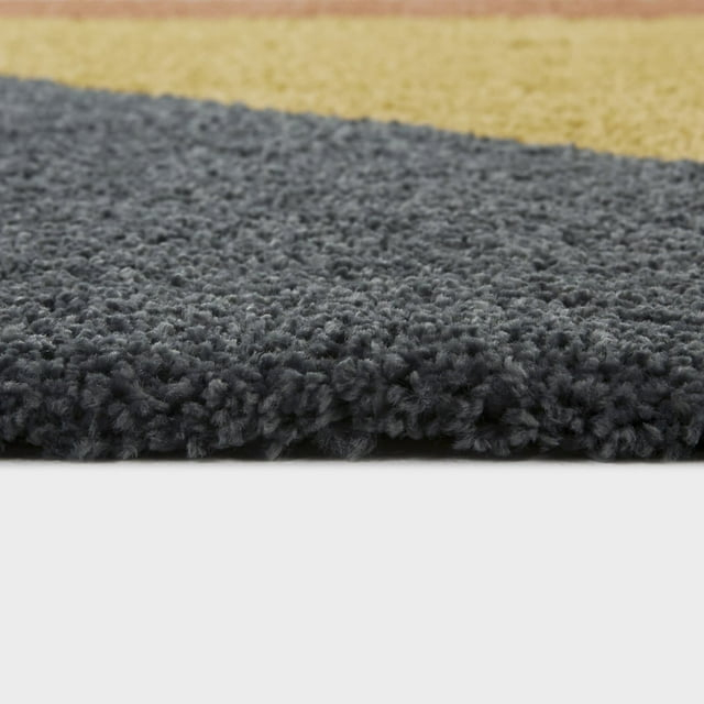 Balta  Jordan Modern Color Block Shag Area Rug Mustard 4'4" x 6' 4' x 6' Tan, Navy, Sage