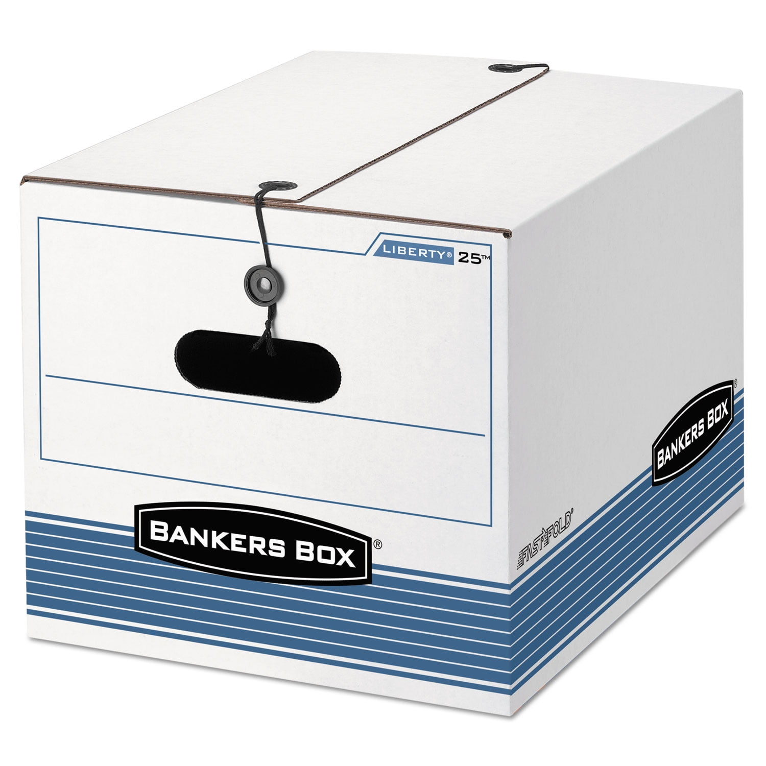 White and Blue Medium-Duty Stackable File Storage Box