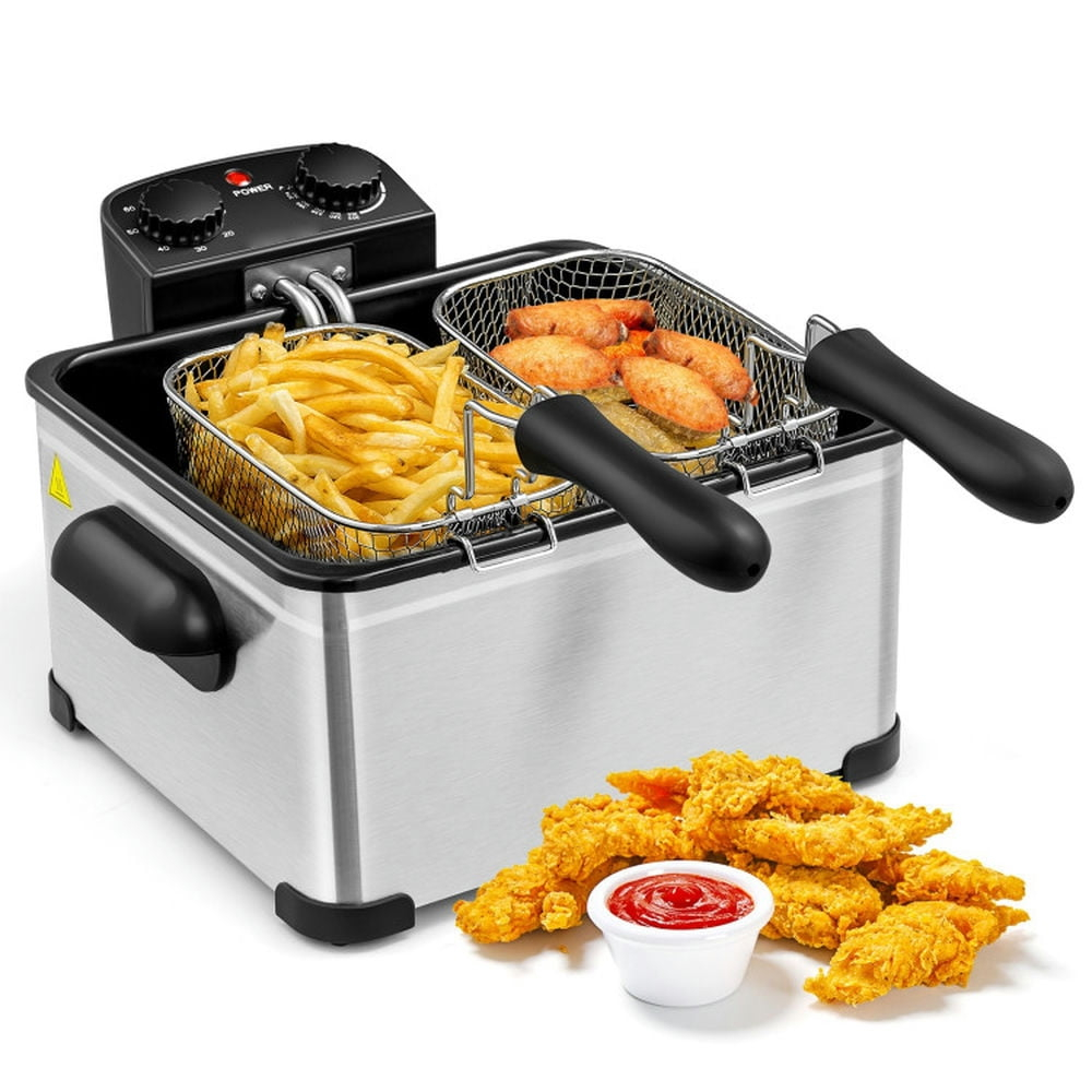 Costway Electric Deep Fryer 5.3 QT/21-Cup Stainless Steel 1700W with Triple Basket