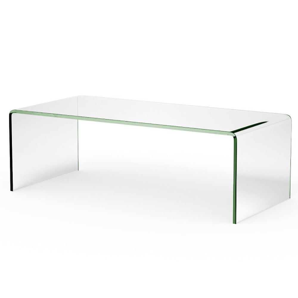 Barara King Coffee Table,Dining Table,Center Table,42 x 19.7 Inch Clear Tempered Glass Coffee Table with Rounded Edges