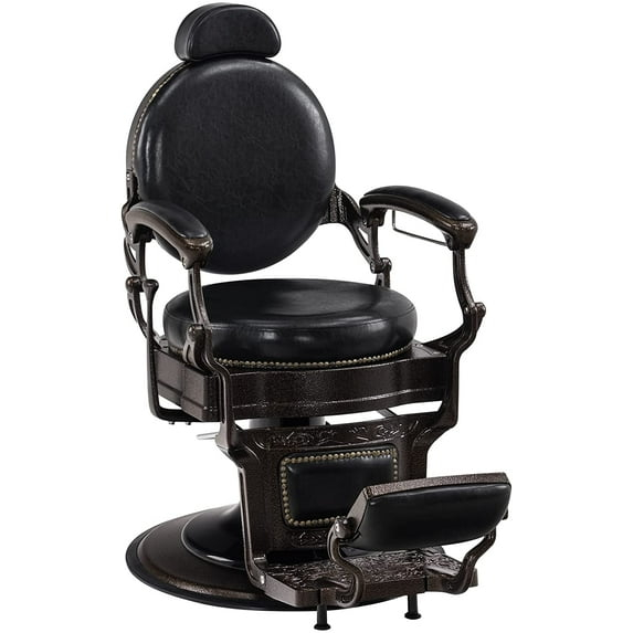BarberPub Heavy Duty Vintage Barber Chair,  Salon Chair with Metal Frame
