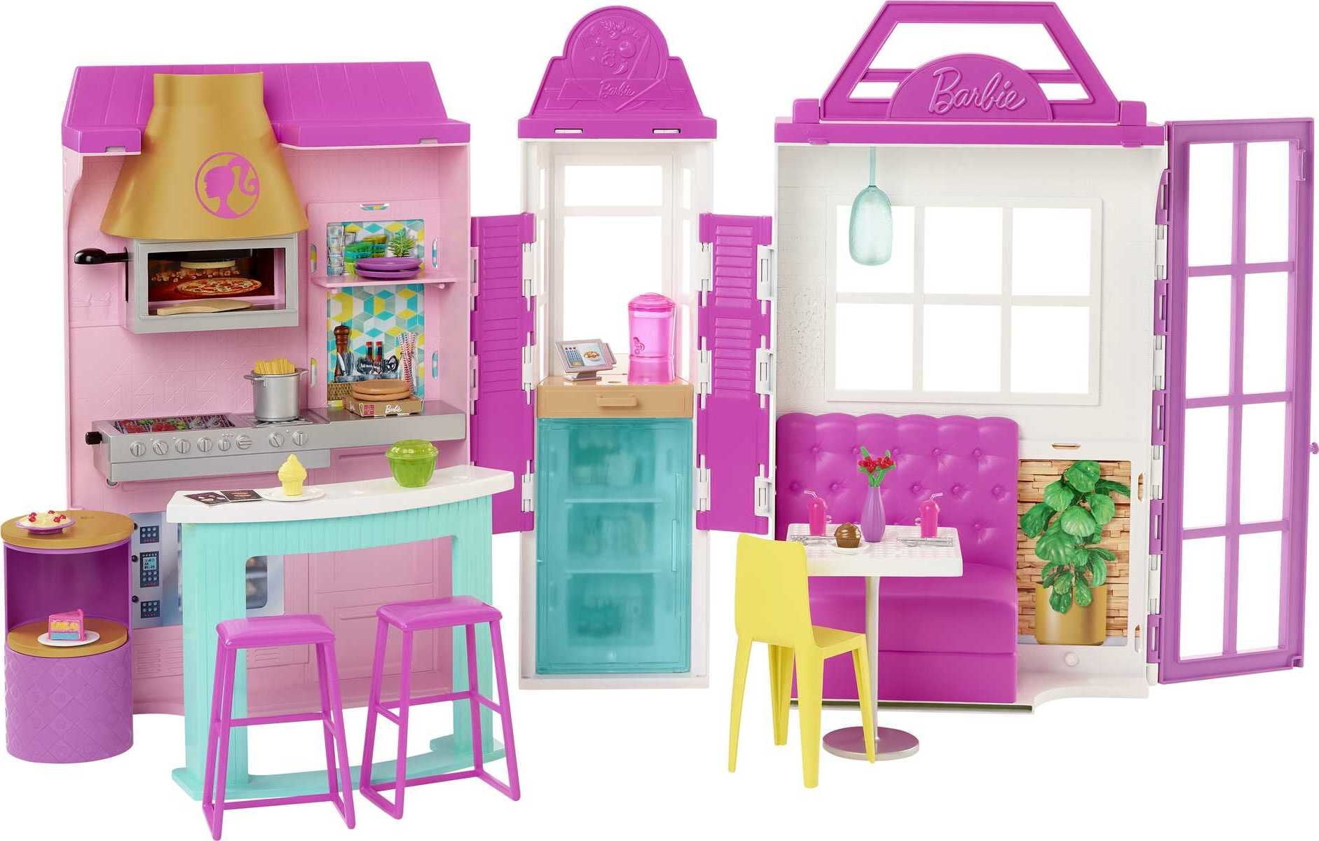 Barbie Cook ‘n Grill Restaurant Playset with 30+ Pieces Including Pizza Oven & Grill
