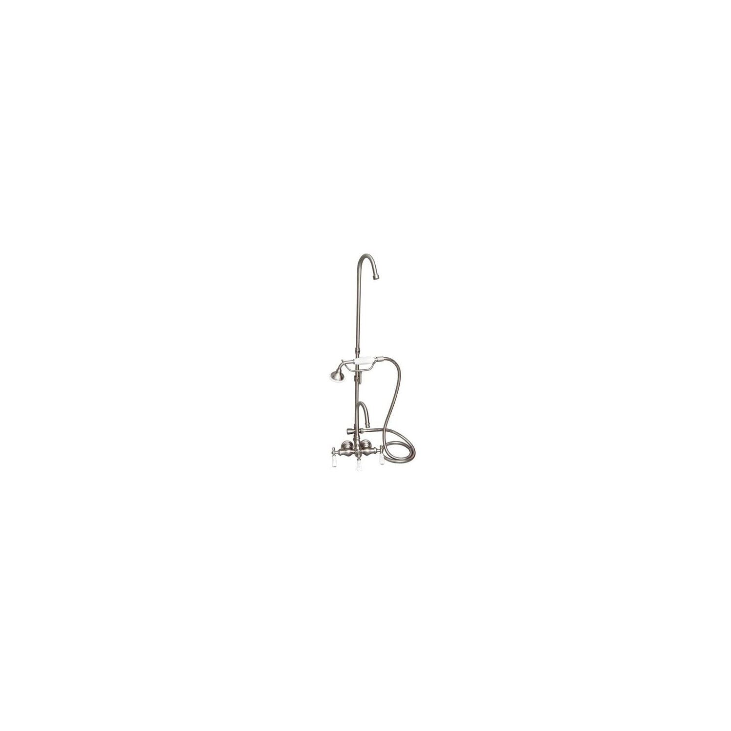 Barclay 3 Handle Bathroom Clawfoot Tub Faucet with Diverter 4024-PL-SN