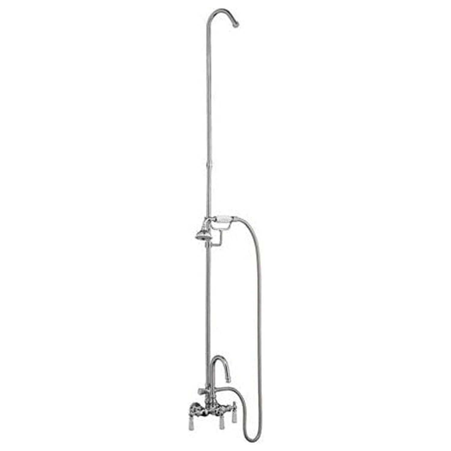 3 Handle Bathroom Clawfoot Tub Faucet with Diverter
