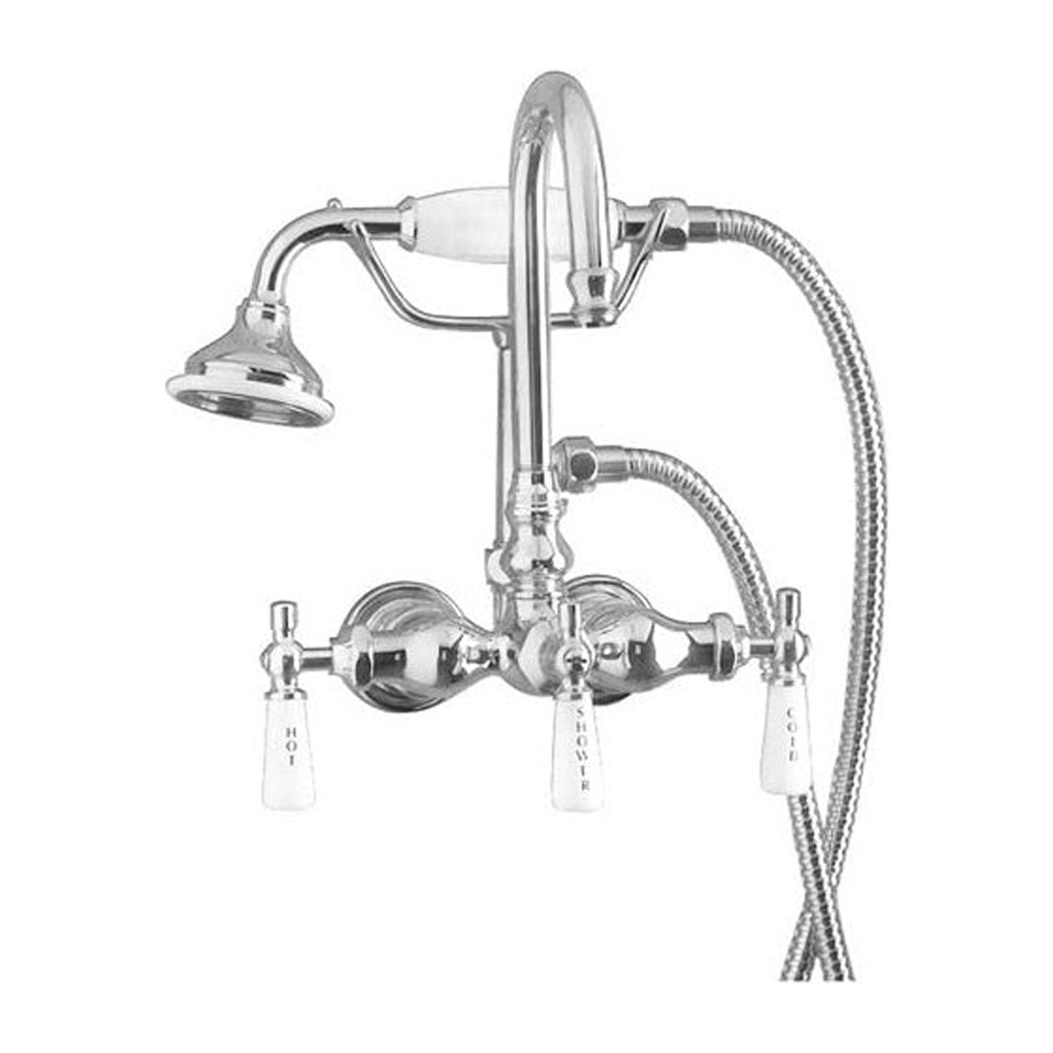 Barclay Triple Handle Tub-Wall Mounted Clawfoot Tub Faucet 4022-PL-CP