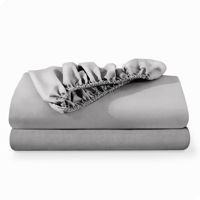 Bare Home 2-Pack Fitted Sheets - Premium 1800 Collection - Ultra-soft - Deep Pocket - Short Queen, Cloud Gray