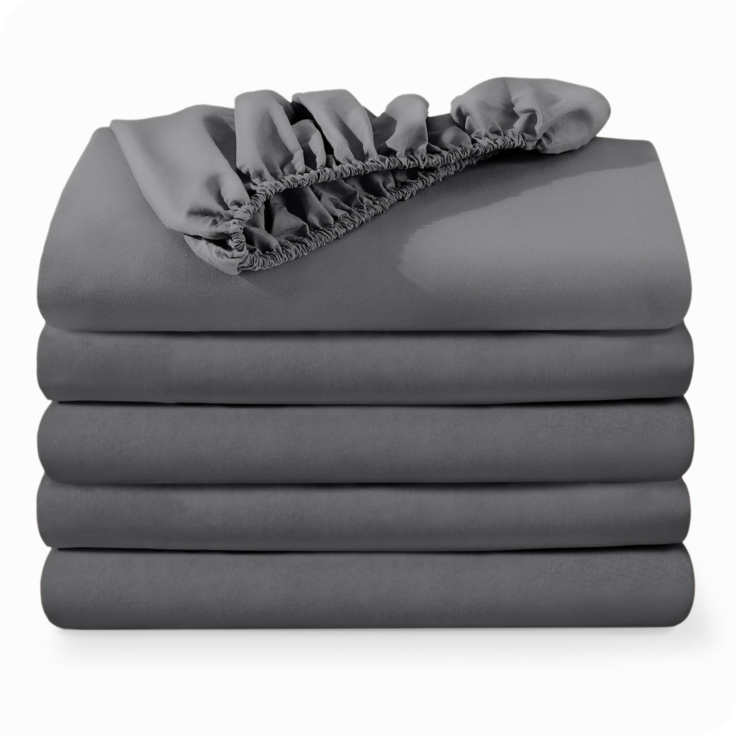 Bare Home 5-Pack Fitted Sheets - Premium 1800 Collection - Ultra-soft - Deep Pocket - California King, Gray