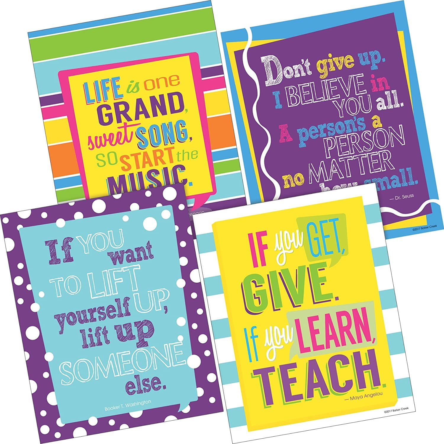 Barker Creek Art Print Set, I Believe in You, Set of 4 Art Prints from Barker Creek's Happy Collection, Inspirational Quotes, Office, Home, School Décor, 4 Prints, 8" x 10" (3102)