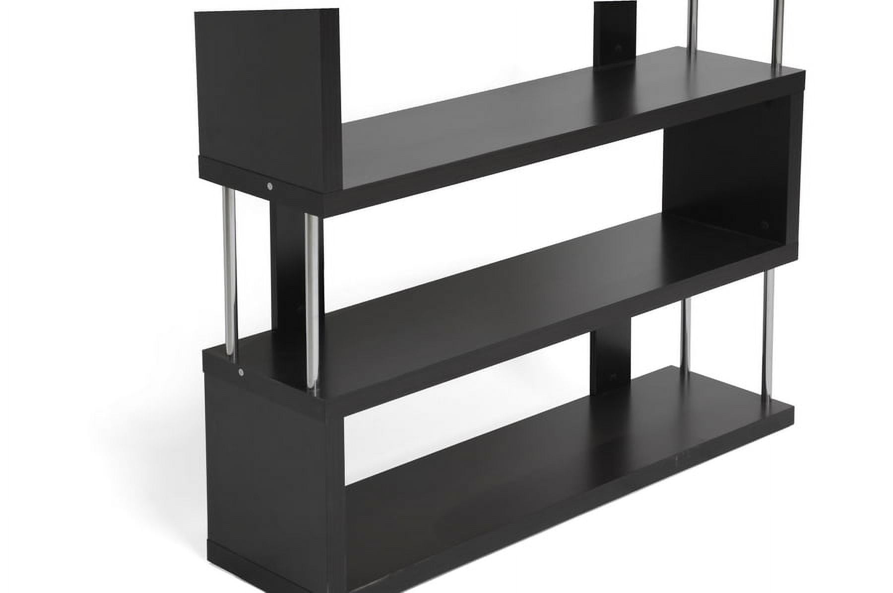 38.5" Barnes Three Shelf Modern Bookshelf Dark Brown - Baxton Studio: Chromed Steel Supports, Engineered Wood