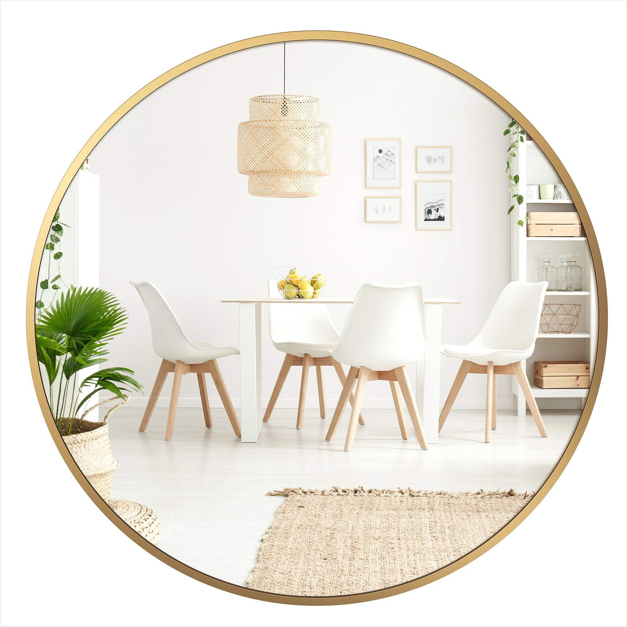 Barnyard Designs 24 inch Gold Round Mirror, Modern Bathroom Mirrors for Wall, Farmhouse Mirror, Metal Framed Round Mirror, Circle Mirrors for Wall, Bathroom Vanity Mirror, Wall Mirrors Home Decor