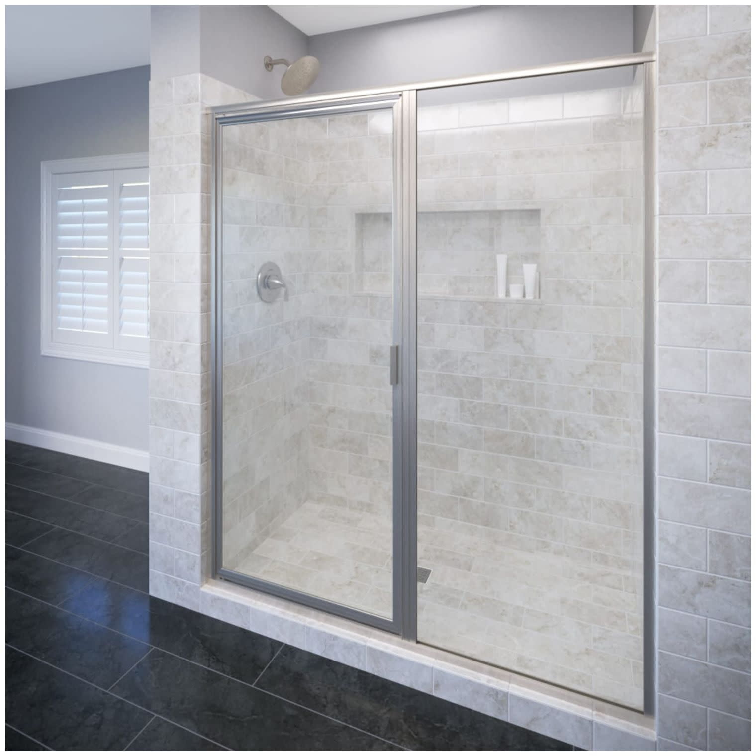 Deluxe 47" x 72.13" Pivot Framed Shower Door