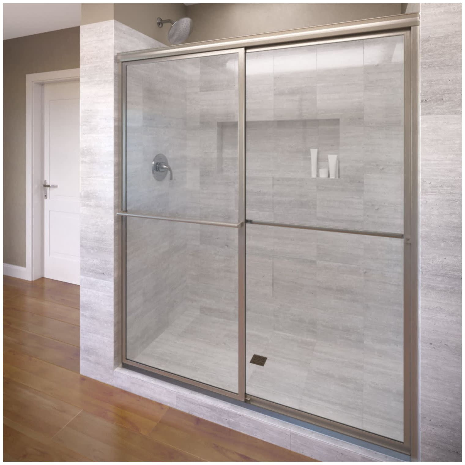 Basco Deluxe 71.5" High x 59" Wide Bypass Framed Shower Door with Clear Glass
