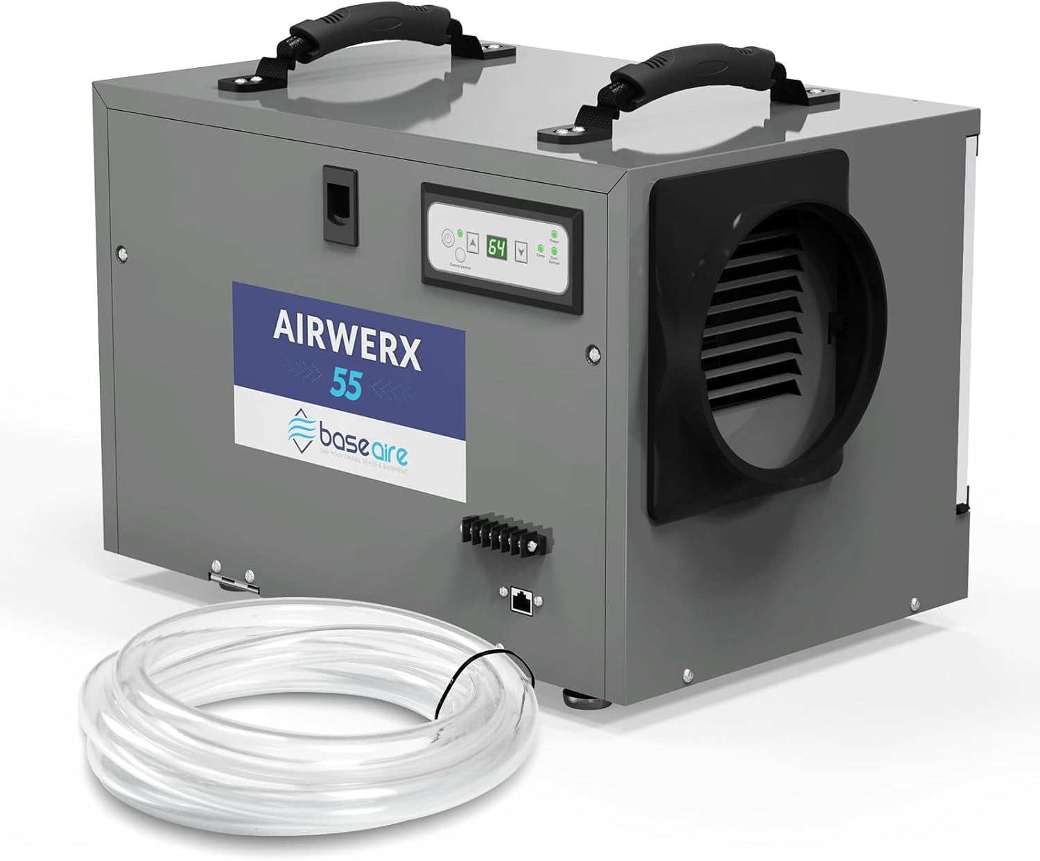 BaseAire AirWerx 55 Dehumidifier for Crawl Space Basement Commercial Dehumidifier with Continuous Drain Hose