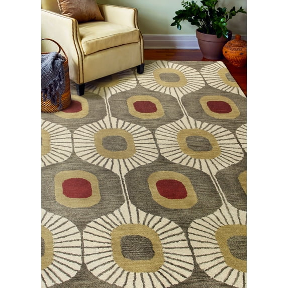 Bashian  Chelsea Collection Geometric Contemporary 100% Wool Hand Tufted Area Rug - Mocha - 7 ft. 6 in. x 9 ft. 6 in.