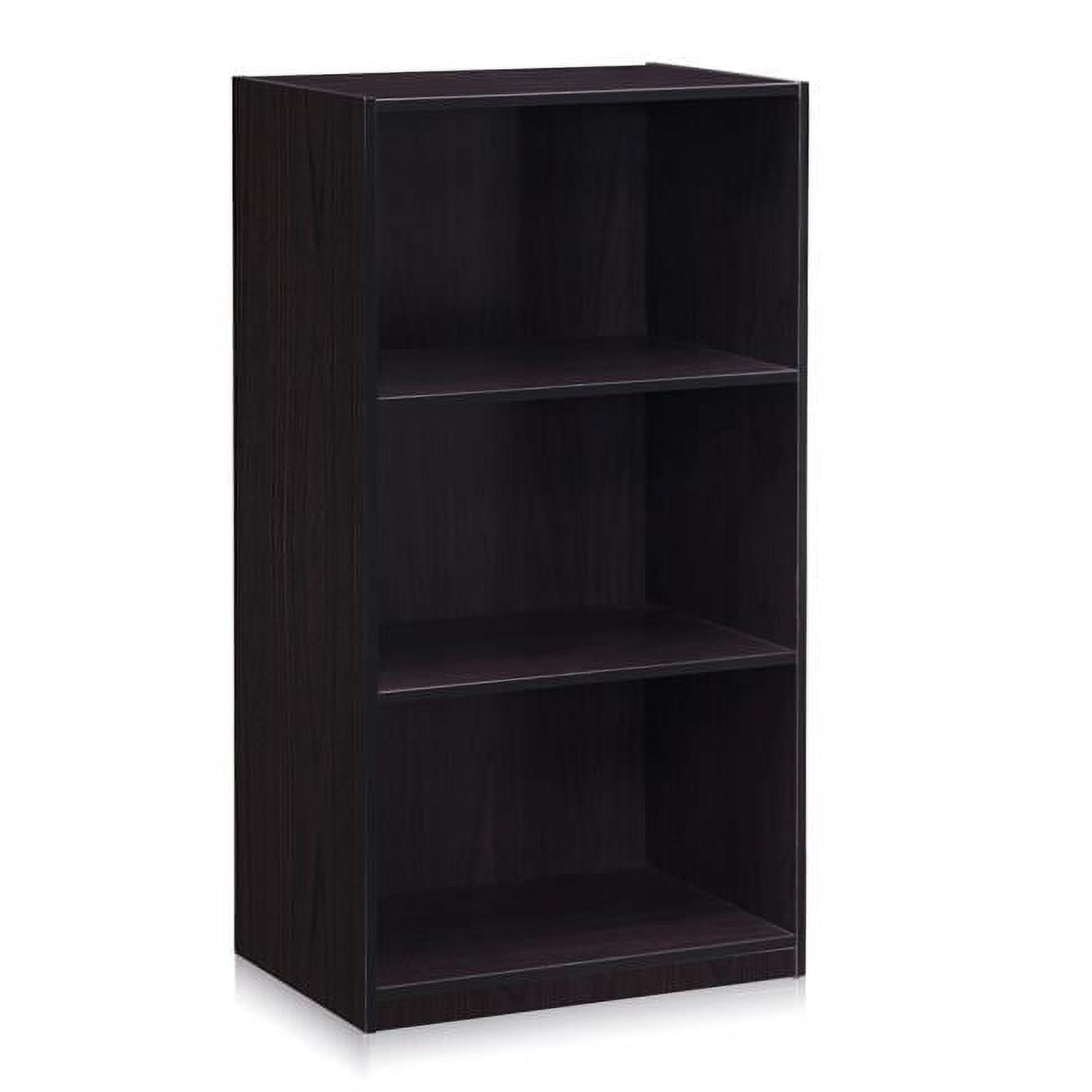 Basic 3-Tier Bookcase Storage Shelves, Dark Walnut