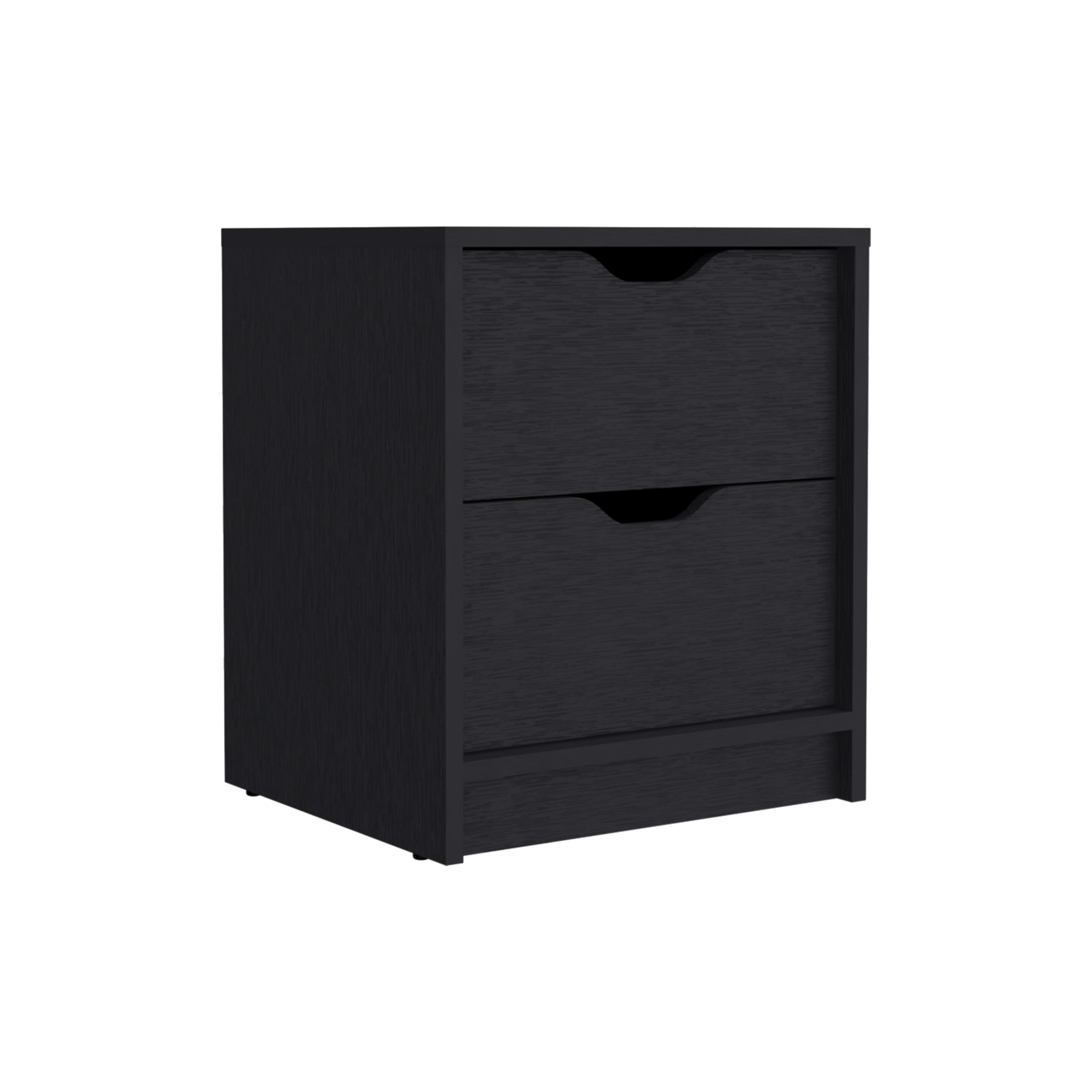 TUHOME Basilea 2 Drawers Nightstand Engineered Wood Nightstands in  Black