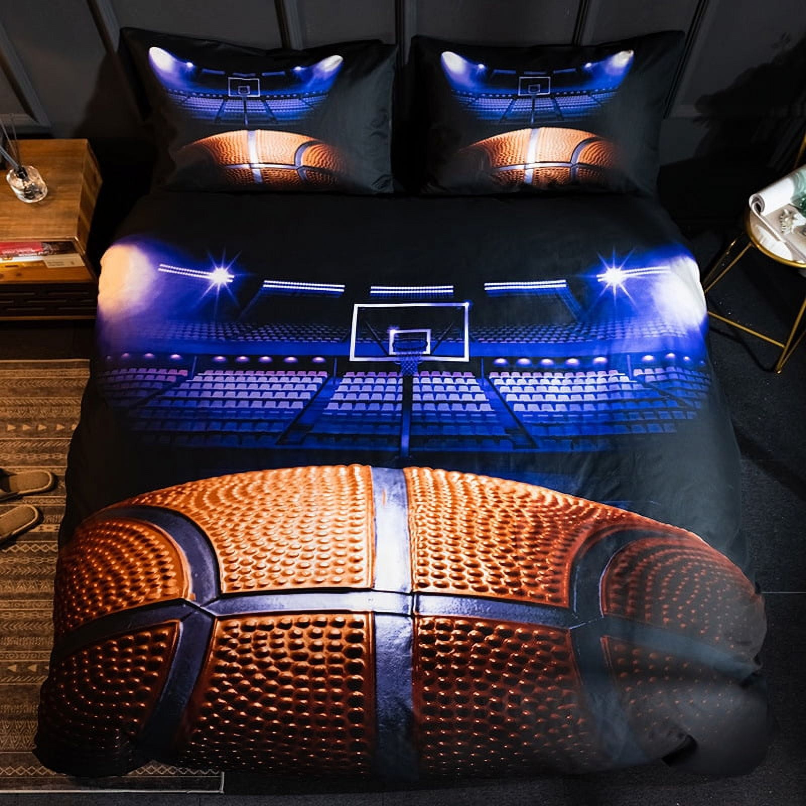 Basketball Bedding Set Basketball Comforter Set Sports Kids Bedding Set Bed in a Bag for Boys Girls 1 Duvet Cover 2 Pillowcases, NO Comforter