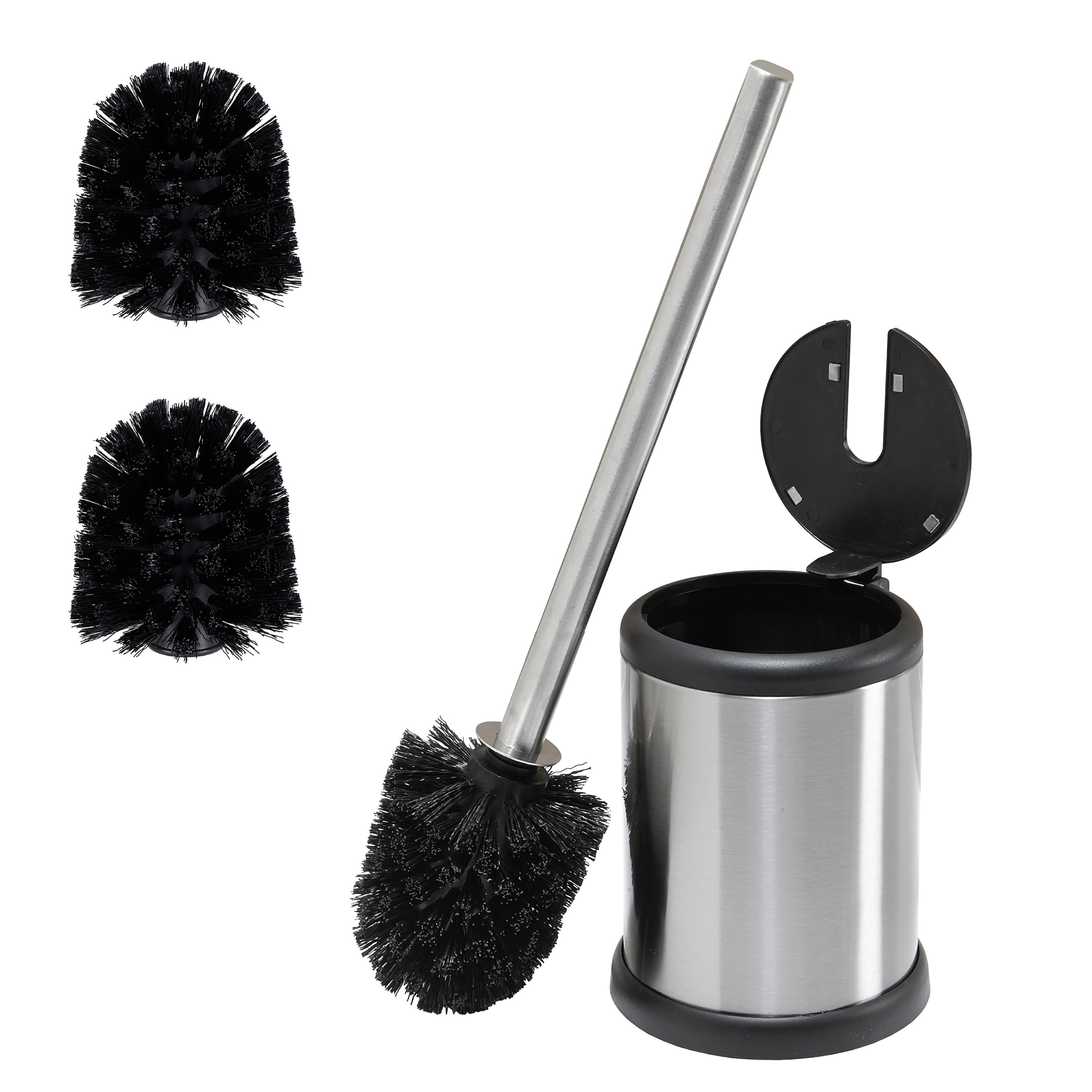 Bath Bliss Bath Bliss 2 Pack Self Closing Lid Toilet Brush and Holder 2 Pack Replacement Brushes