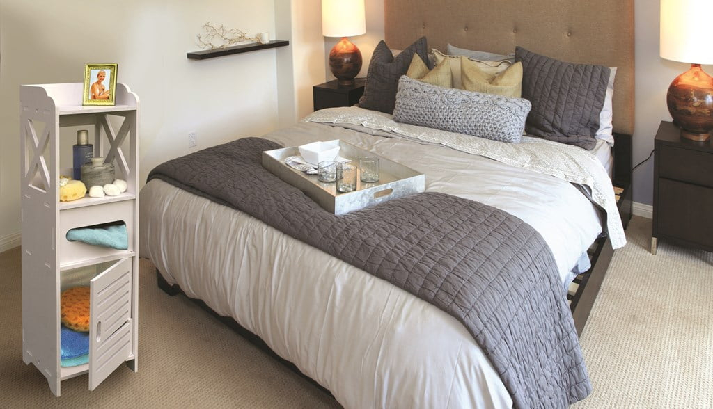 Bathroom Storage Cabinet Tower - Freestanding Shelf Unit with Tissue H