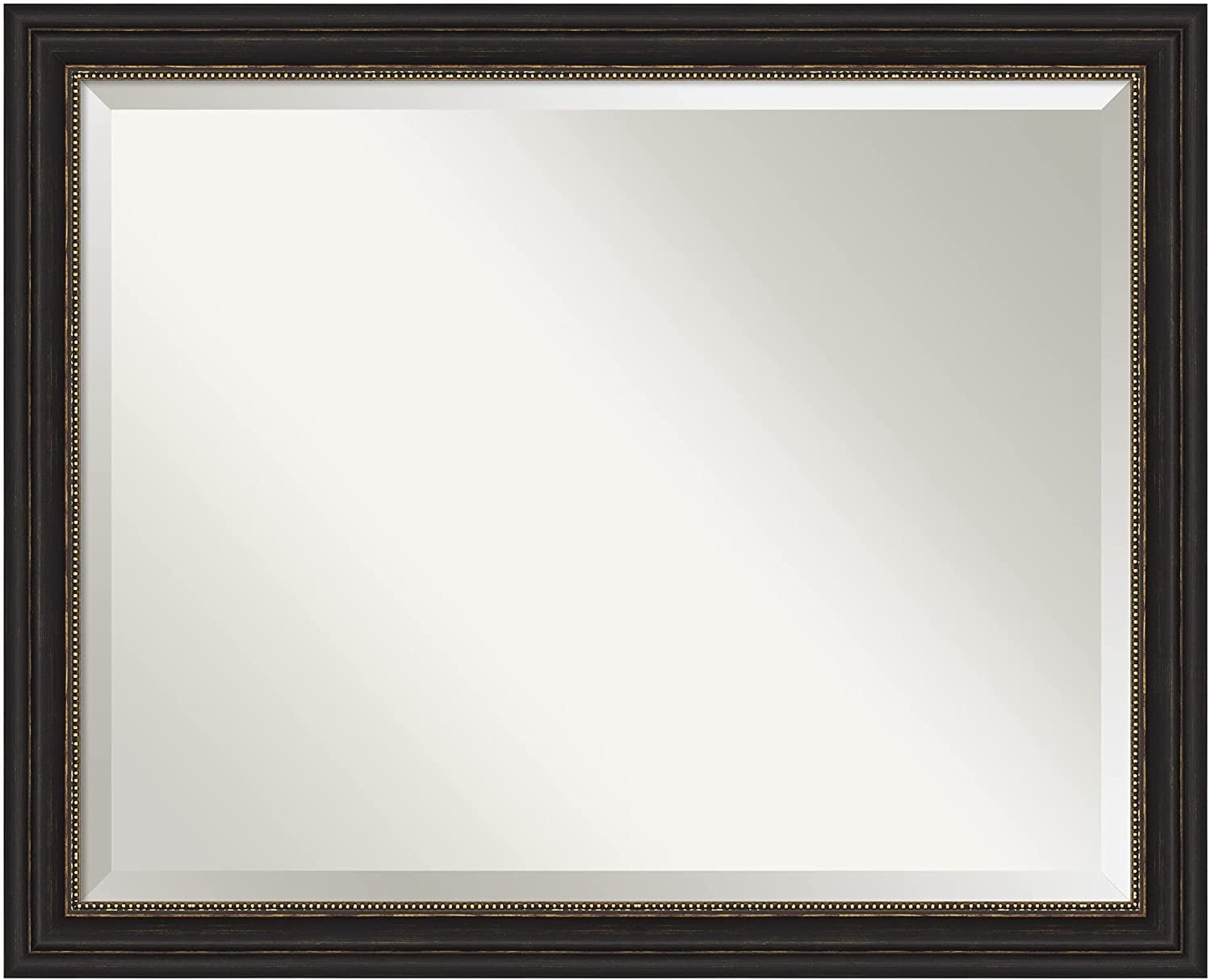 Amanti Art Beveled Bathroom Wall Mirror - Accent Bronze Narrow Frame Outer Size: 32 x 26 in