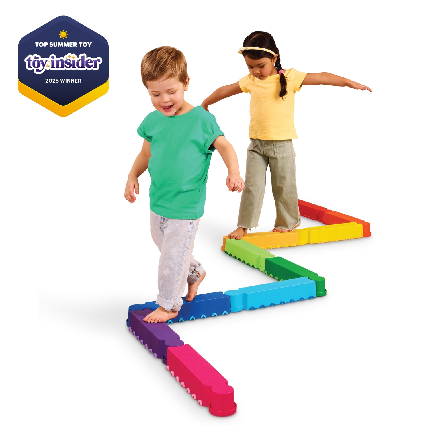 Battat Rainbow Ridge Balance Beams Active Playset with 10 Plastic Pcs, Toddler and Preschool Toys
