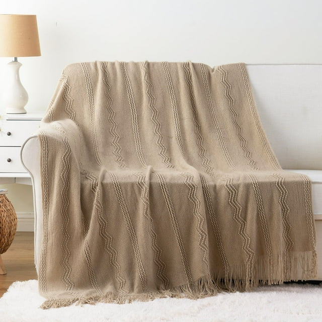 Battilo Home Throw Blanket For Couch, Solid Throw Blanket For Home Decor, Knit Throw Blankets For Bed, 50"X60"