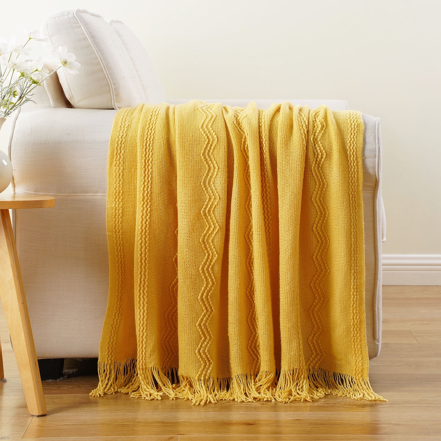 Throw Blanket For Couch, Solid Throw Blanket For Home Decor, Knit Throw Blankets For Bed, 50"X60"