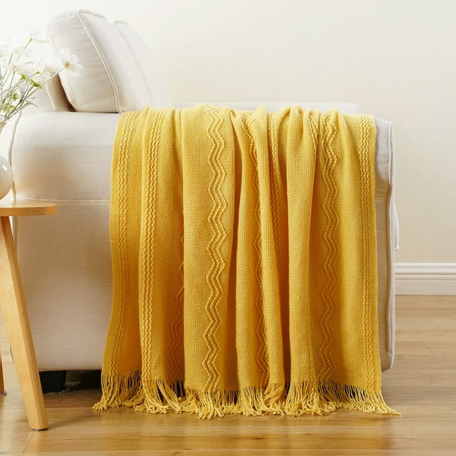 Throw Blanket For Couch, Solid Throw Blanket For Home Decor, Knit Throw Blankets For Bed, 50"X60"