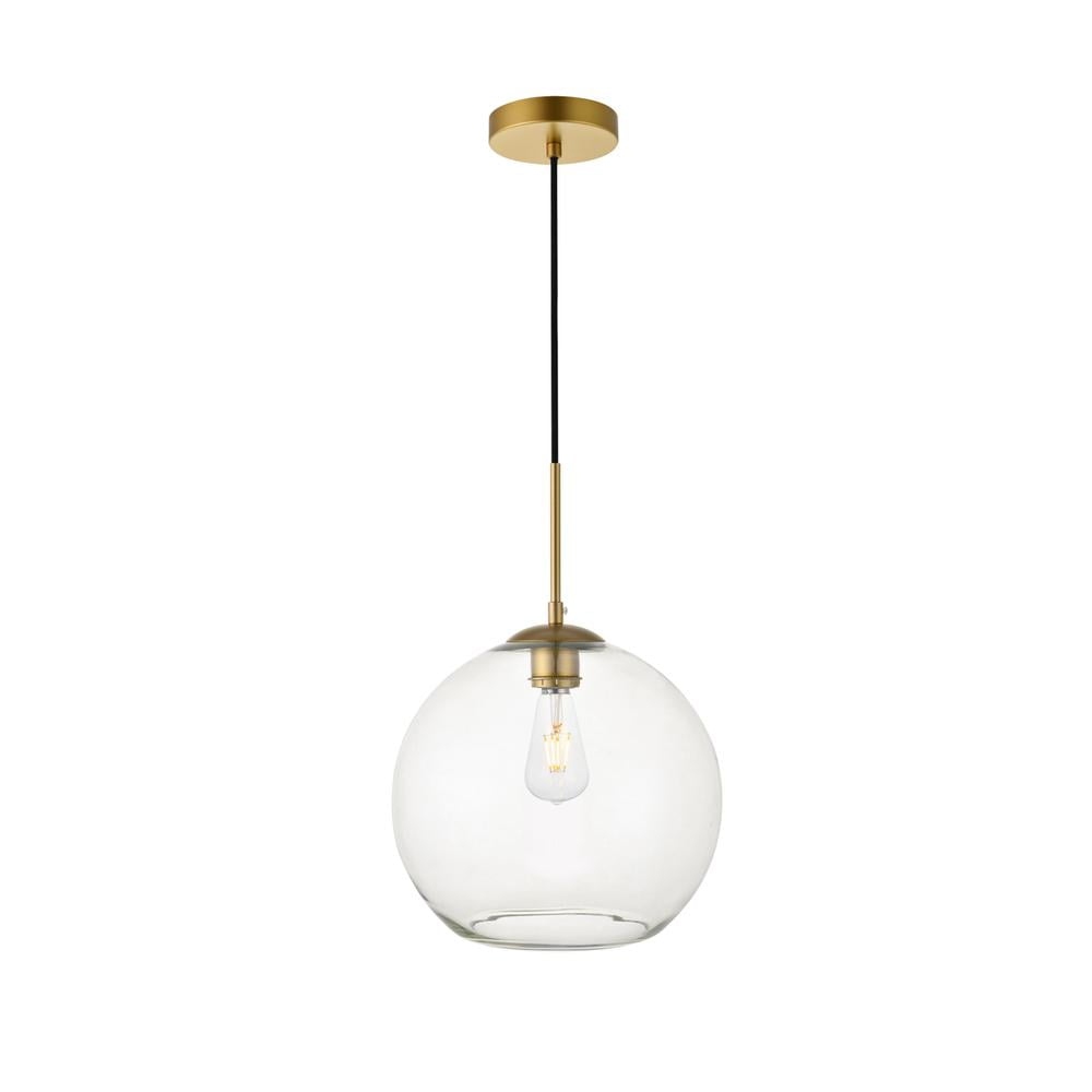 Baxter 1 Light Pendant Ceiling Light with Clear Glass, Brass