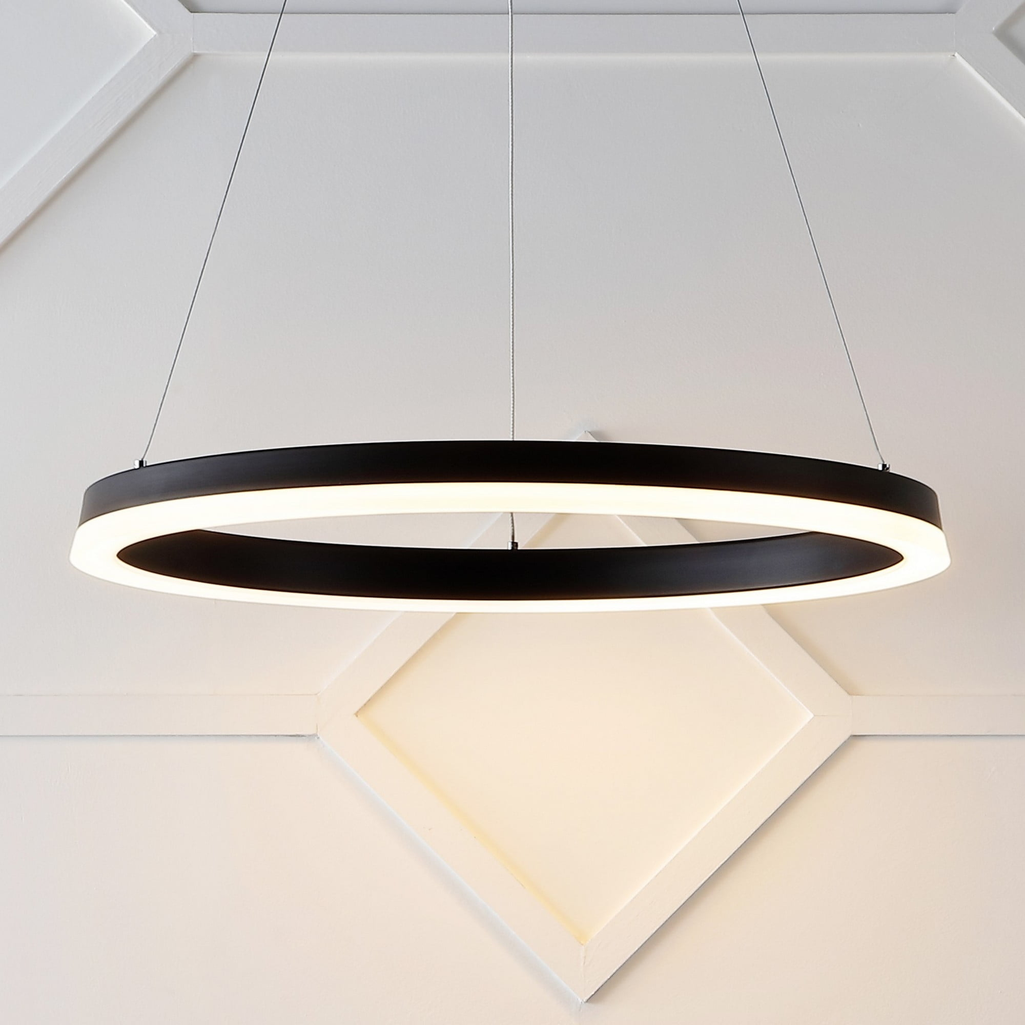 Brice 24" Round Integrated LED Metal Pendant, Matte Black