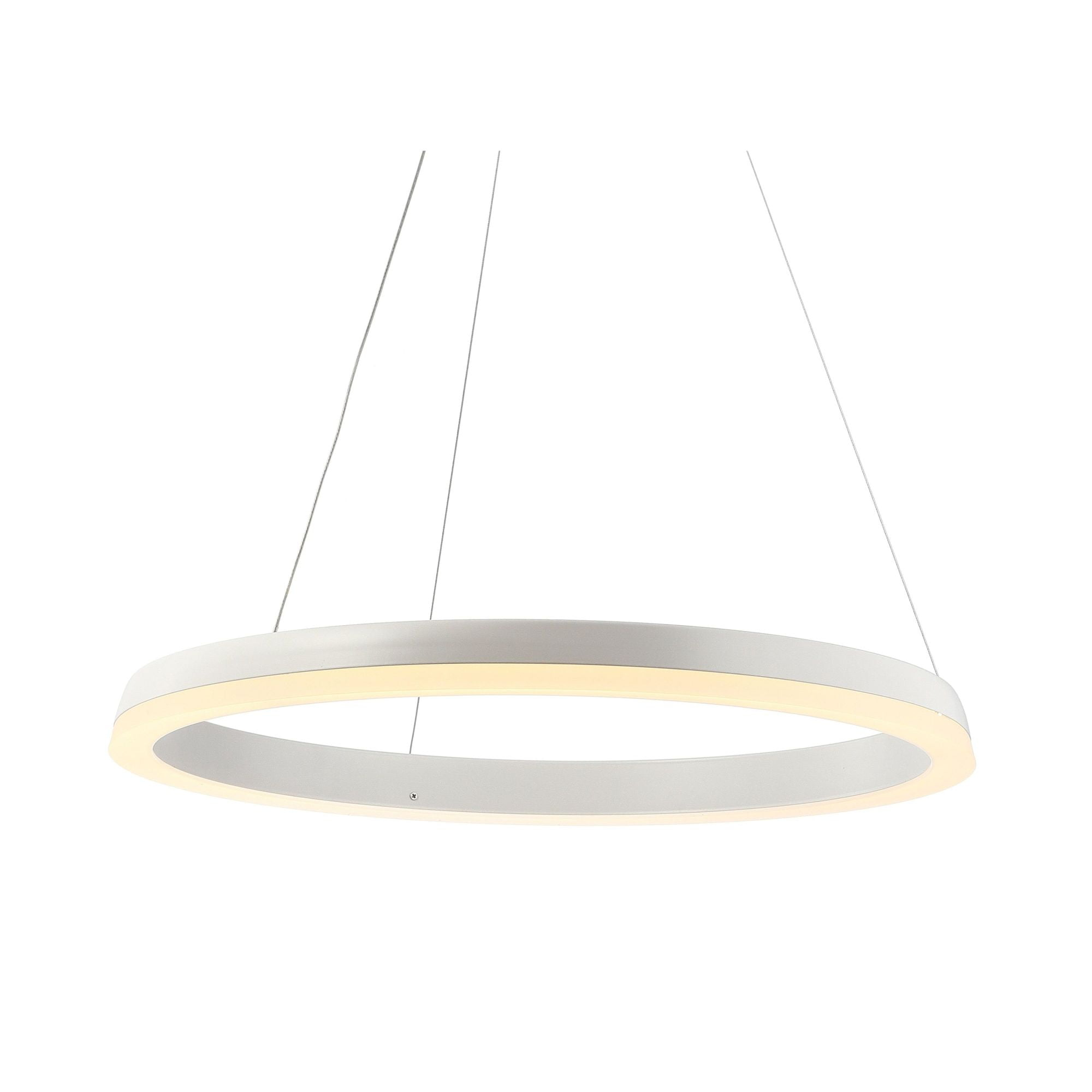 JONATHAN Y Benton 23.5" 1-Light LED Metal Hoop Pendant, by JONATHAN  Y Matte White Matte